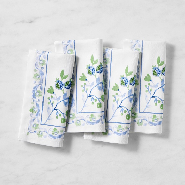 Painted Vine Napkins Blue, Set of 4