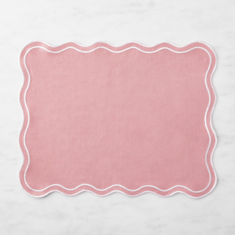 AERIN x Williams Sonoma Scalloped Placemats, Set of 4, Pink