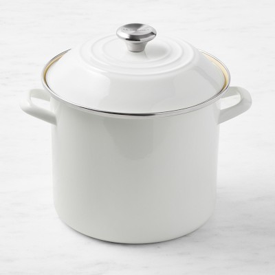 Le Creuset Enameled-Steel Stock Pot, 10-Qt., White