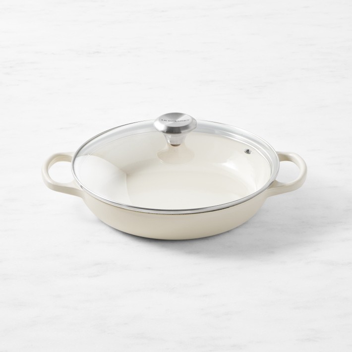Le Creuset Signature Enameled Cast Iron Braiser with Glass Lid, 2 1/4-Qt.ll in color Brioche