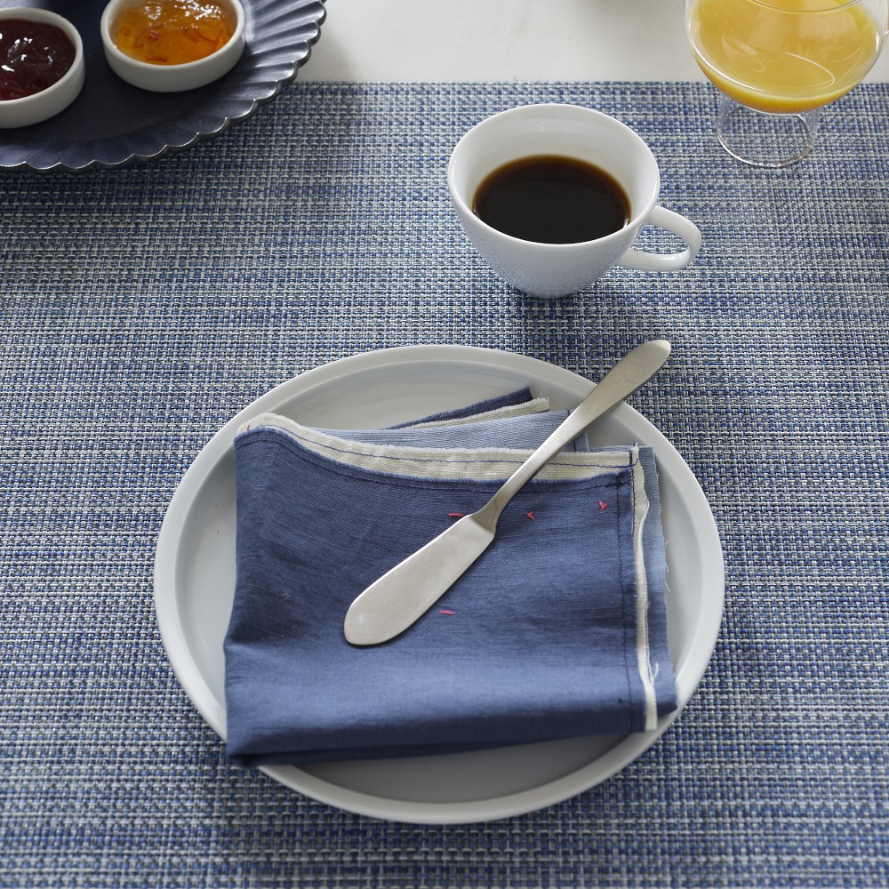 Chilewich Mini Basketweave Table Runner, Chambray