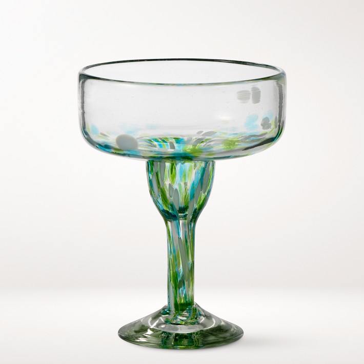 Multi-Confetti Recycled Maragarita Glasses, Set of 4
