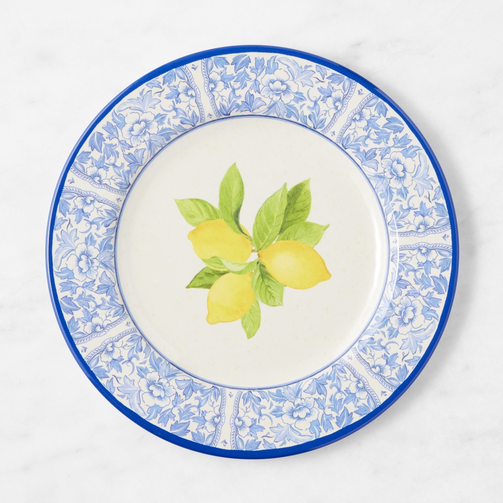 Lemon Outdoor Melamine Dinner Plates, Set of 4