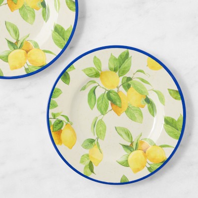 Lemon Outdoor Melamine Salad Plates, Set of 4