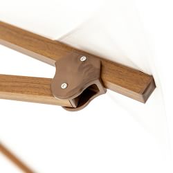 10' Rectangular Centre Post Straight Valance Performance Umbrella with Contrast Binding, Wood Finish