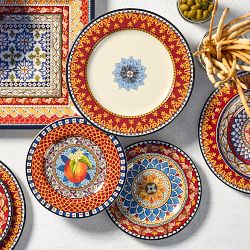 Sicily Red Outdoor Melamine Salad Plates, Set of 4