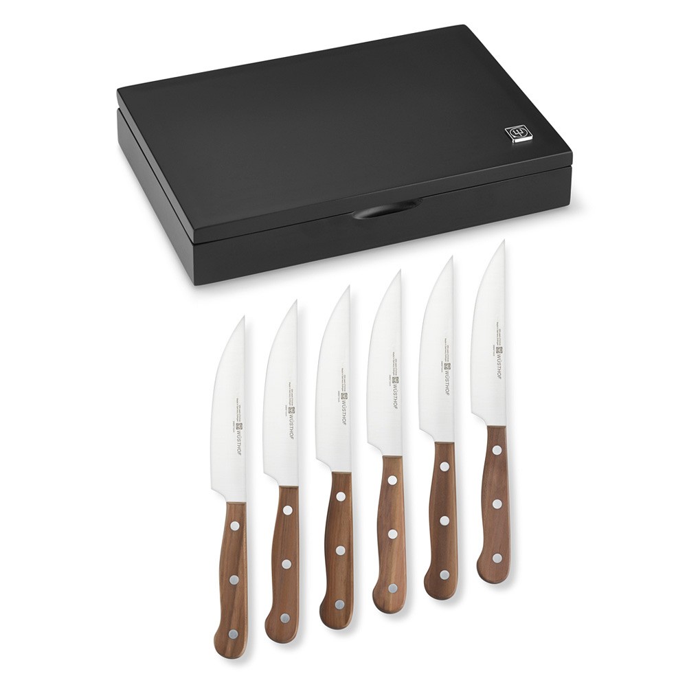 W&#252;sthof Steak Knives with Plum Wood Handles, Set of 6