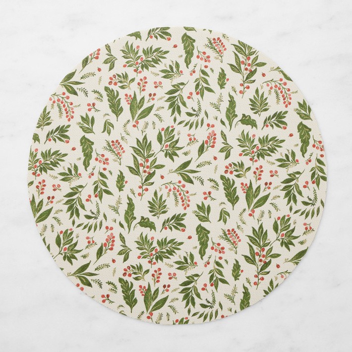 Chilewich Basketweave Round Noel Placemat, Set of 4