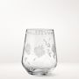 Vintage Etched Stemless Wine Glasses, Set of 4