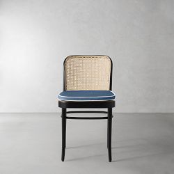 Ton 811 Side Chair Cushion, Standard, Sunbrella Performance Canvas, Denim Blue With Light Blue Piping
