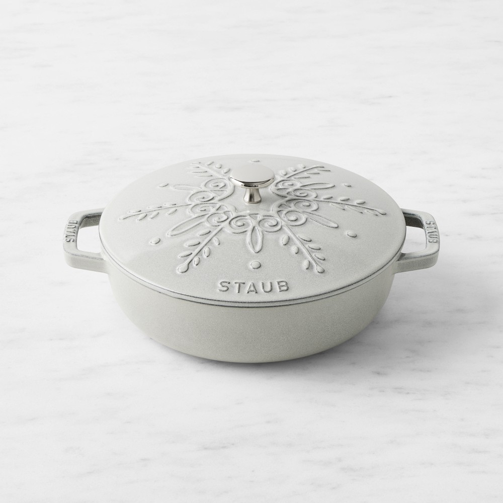 Staub Enameled Cast Iron Snowflake Braiser, 2 1/2-Qt., White Truffle