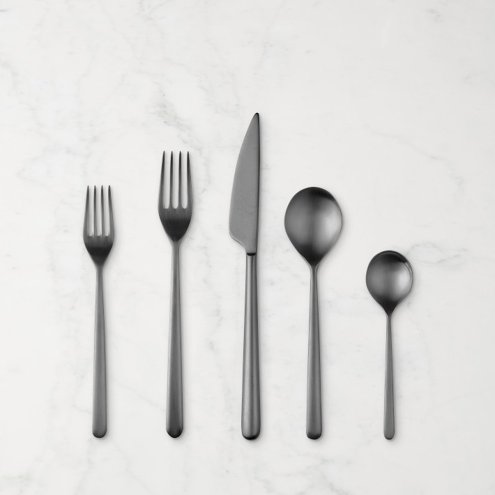 Mepra Linea 20-Piece Flatware Set, Brushed Black