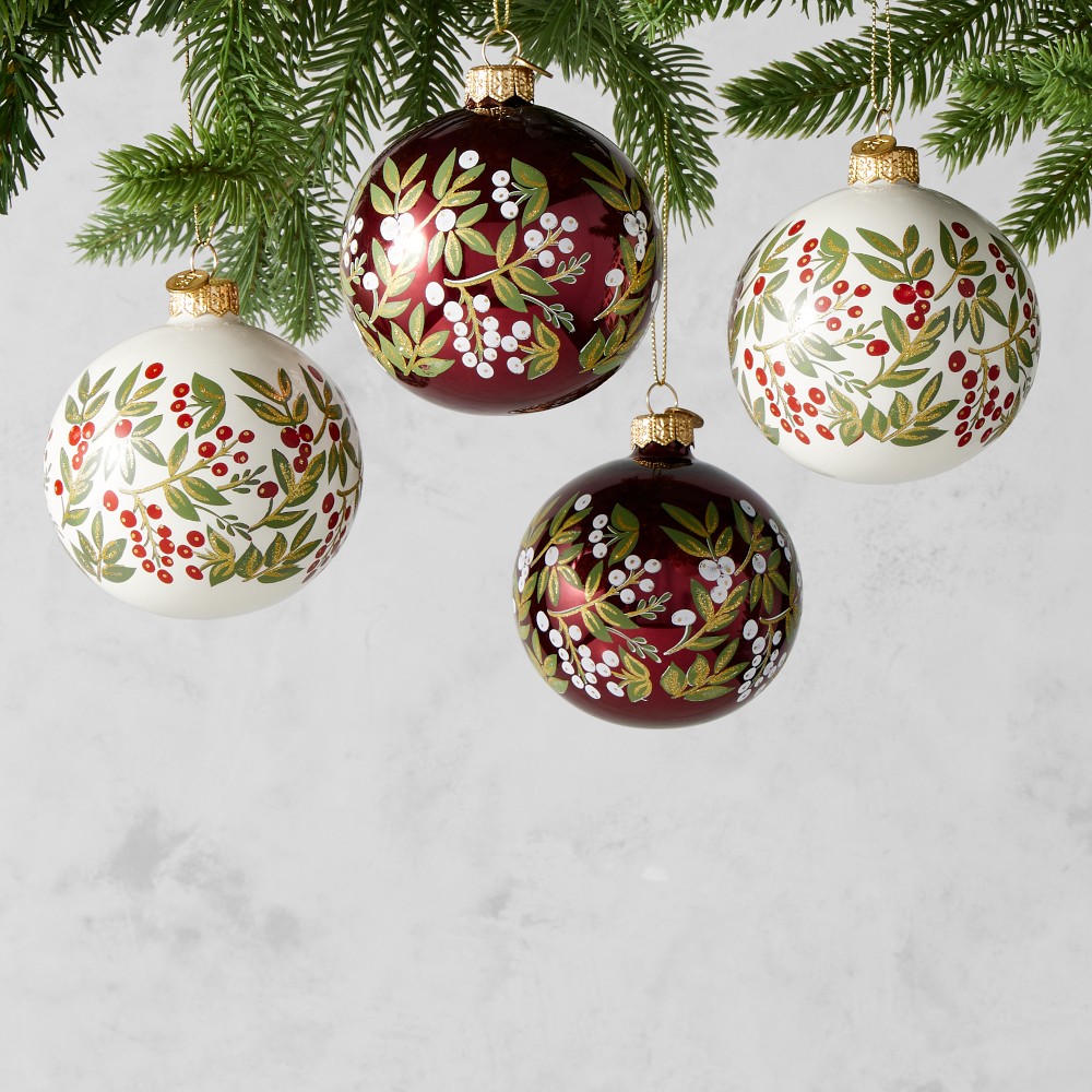 Handpainted Noel Ornaments, Set of 4