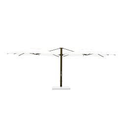 10' Square Performance Dual Cantilever Umbrella, Wood Finish