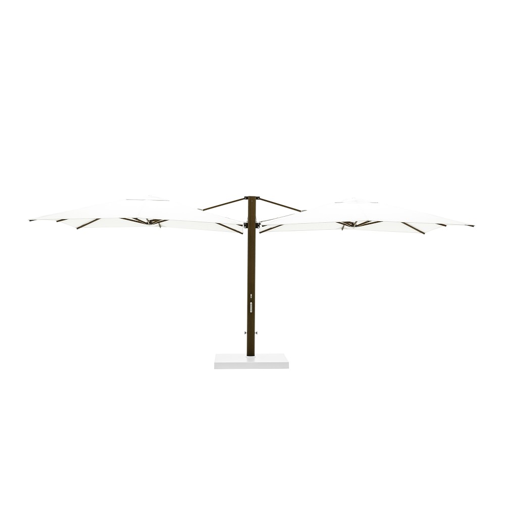 10' Square Performance Dual Cantilever Umbrella, Wood Finish