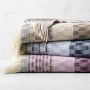 Checkered Stripe Jacquard Wool Throw