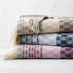 Checkered Stripe Jacquard Wool Throw