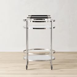 Truman Round Bar Cart, Polished Nickel (20&quot;)