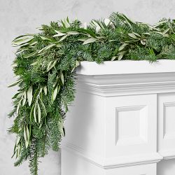 Olive &amp; Greenery Holiday Live Wreath &amp; Garland