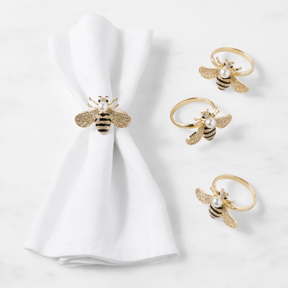 Jeweled Bee Napkin Rings, Set of 4