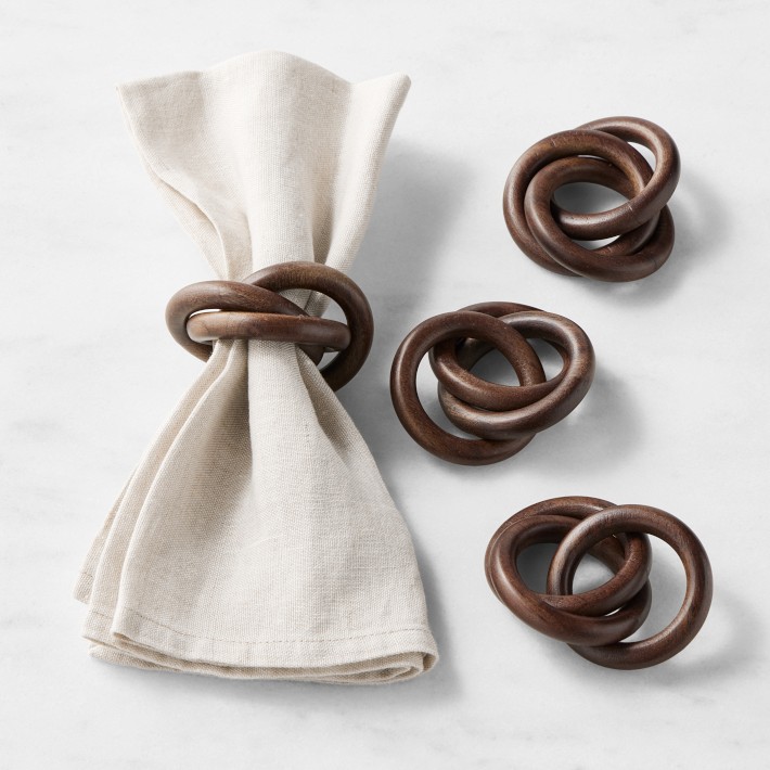 Three Ring Wood Napkin Rings, set of 4