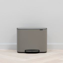 Brabantia Bo Step On Dual Compartment Recycling Trash Can, 3 + 6 Gallon