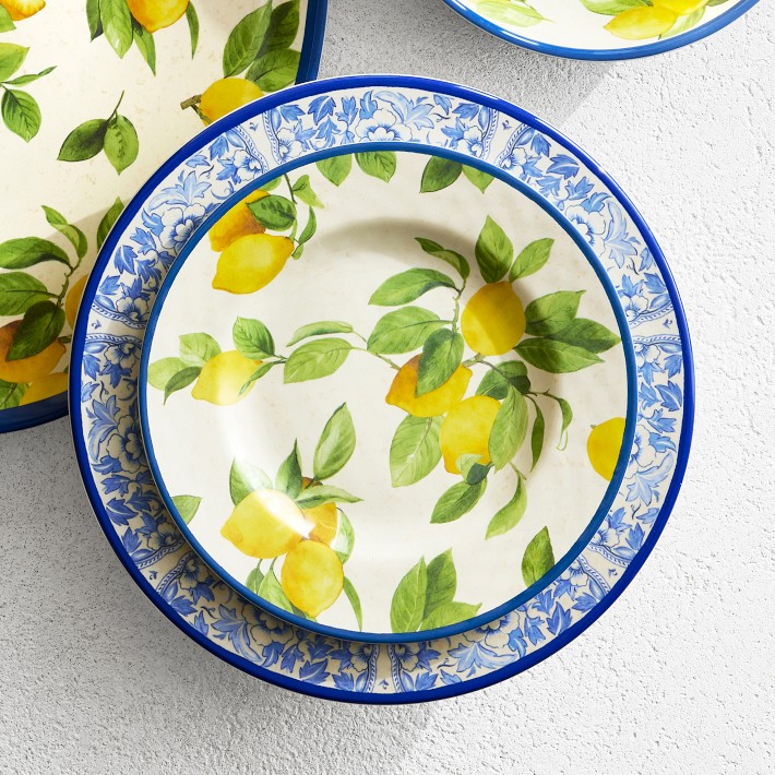 Lemon Outdoor Melamine Salad Plates, Set of 4