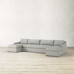 Ghent Slope Arm Slipcovered 3-Piece U-Shape Sofa with Chaise (146&quot;)