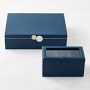 Blue Faux Leather Jewelry Box