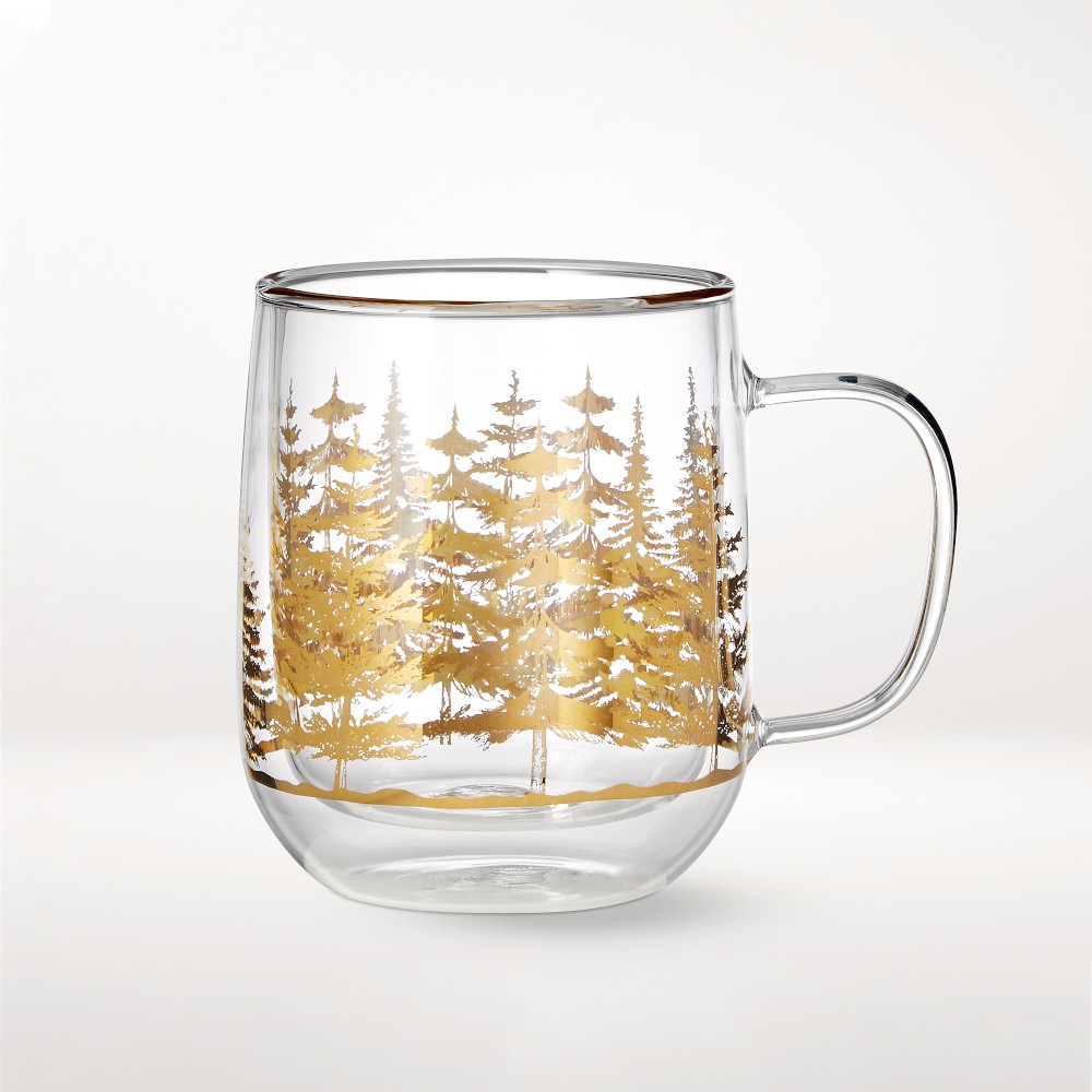Decorated Double Wall Forest Mugs, Set of 2