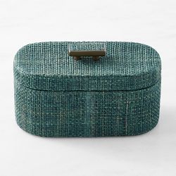 Abia Raffia Box, Blue
