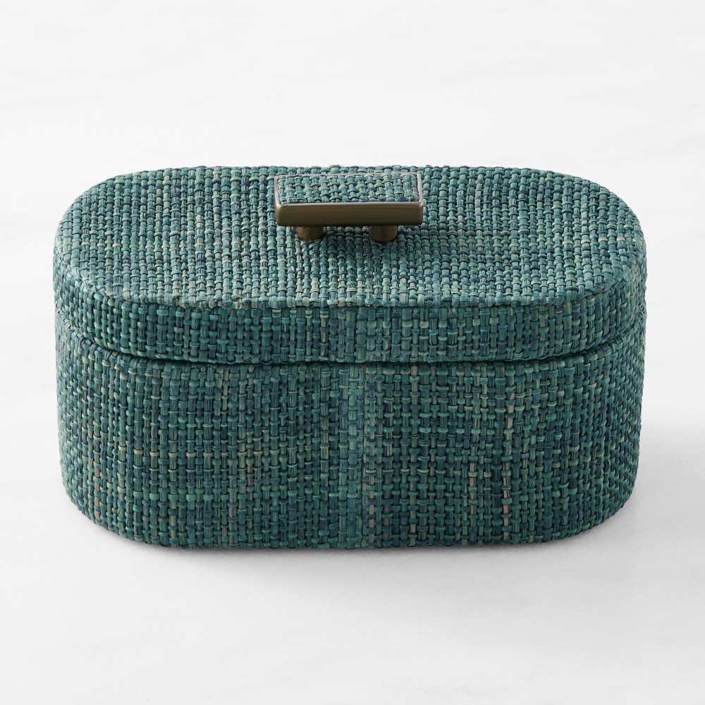 Abia Raffia Box, Blue