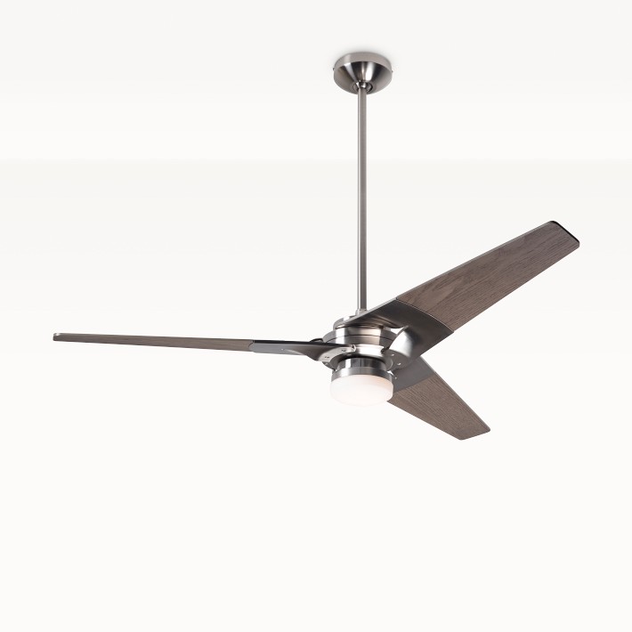 Torsion Ceiling Fan, Bright Nickel Finish, 52" Gray-Wash Blades, 17W LED, Fan & Light – 3 Wire