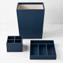 Blue Faux Leather Pencil Holder