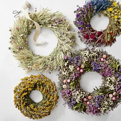 Pink Floral Garden Live Wreath, 30&quot;
