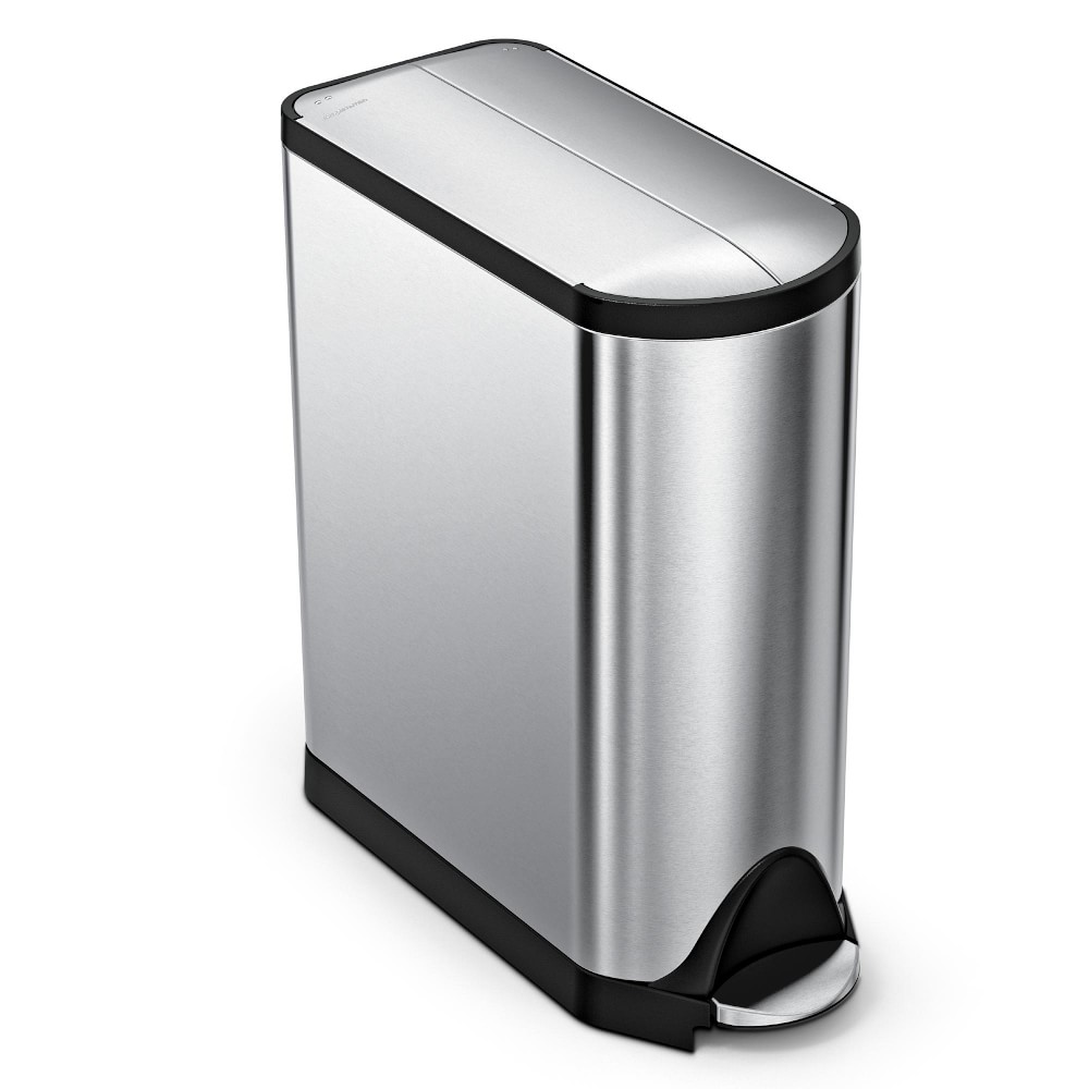 simplehuman™ 11.9-Gallon Butterfly Lid Kitchen Step Trash Can, Brushed Stainless Steel