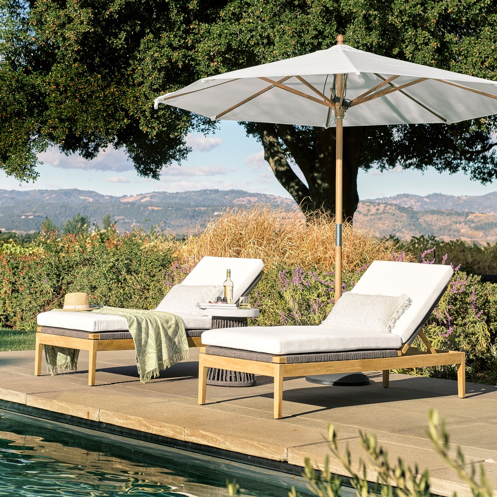 Pasadena Outdoor Teak and Brown Rope Chaise