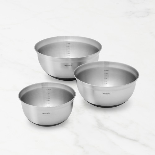 Brabantia Matte Steel Mixing Bowl with Measurements Set, Matte Steel