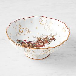 Twas the Night Before Christmas Porcelain Pedestal Fruit Bowl