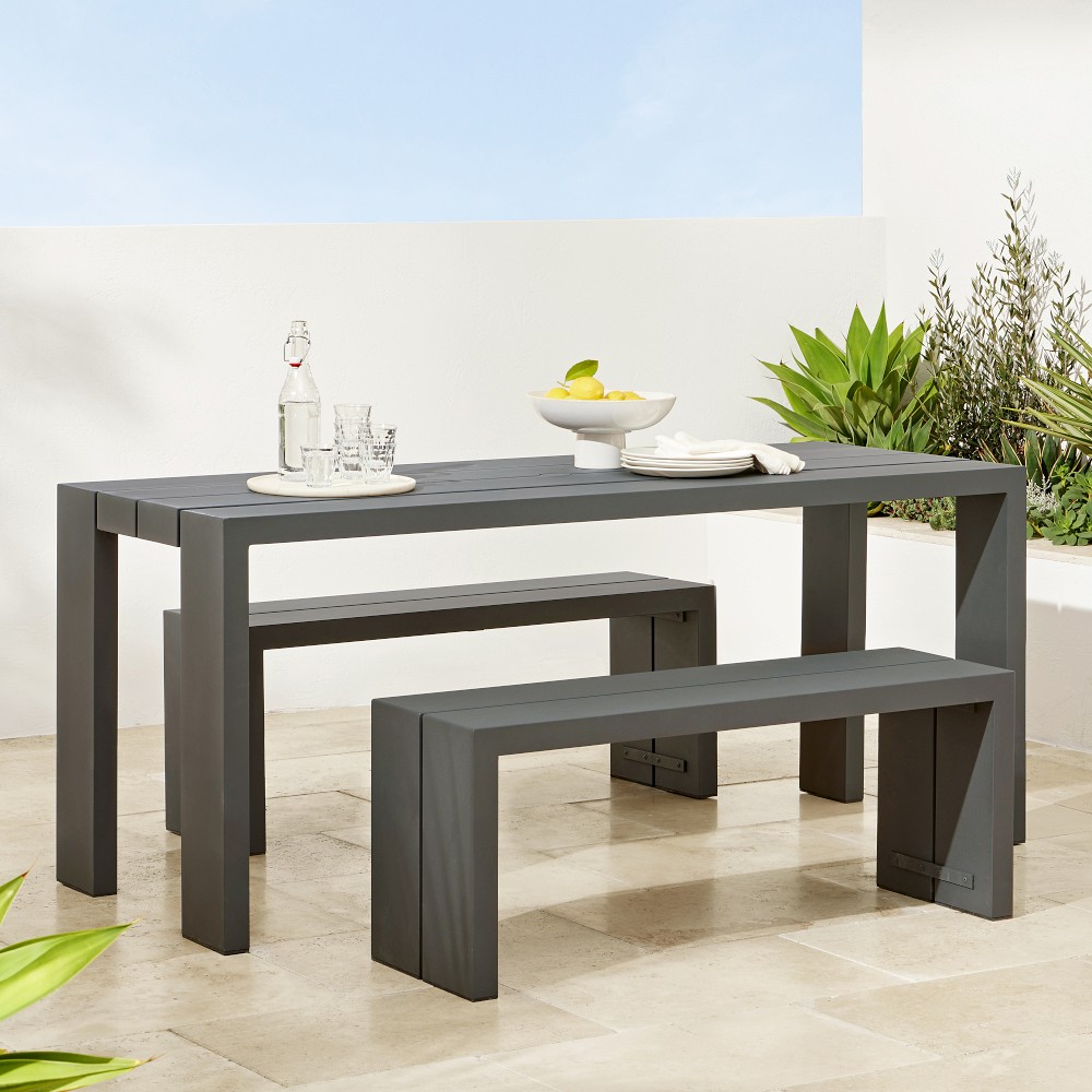 Larnaca Outdoor Slate Grey Metal Dining Table (72&quot;)