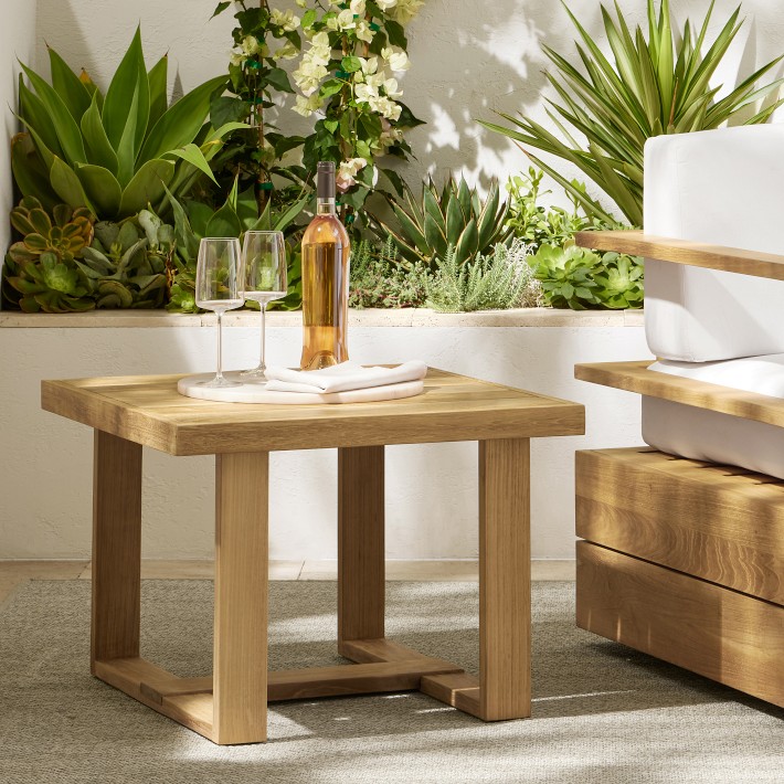 Ojai Outdoor Natural Teak Square Side Table (25.5&quot;)