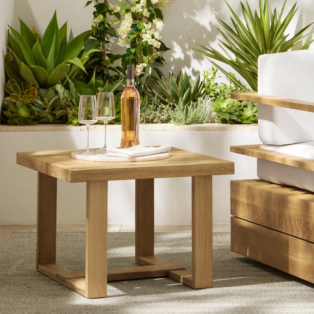 Ojai Outdoor Natural Teak Square Side Table (25.5&quot;)