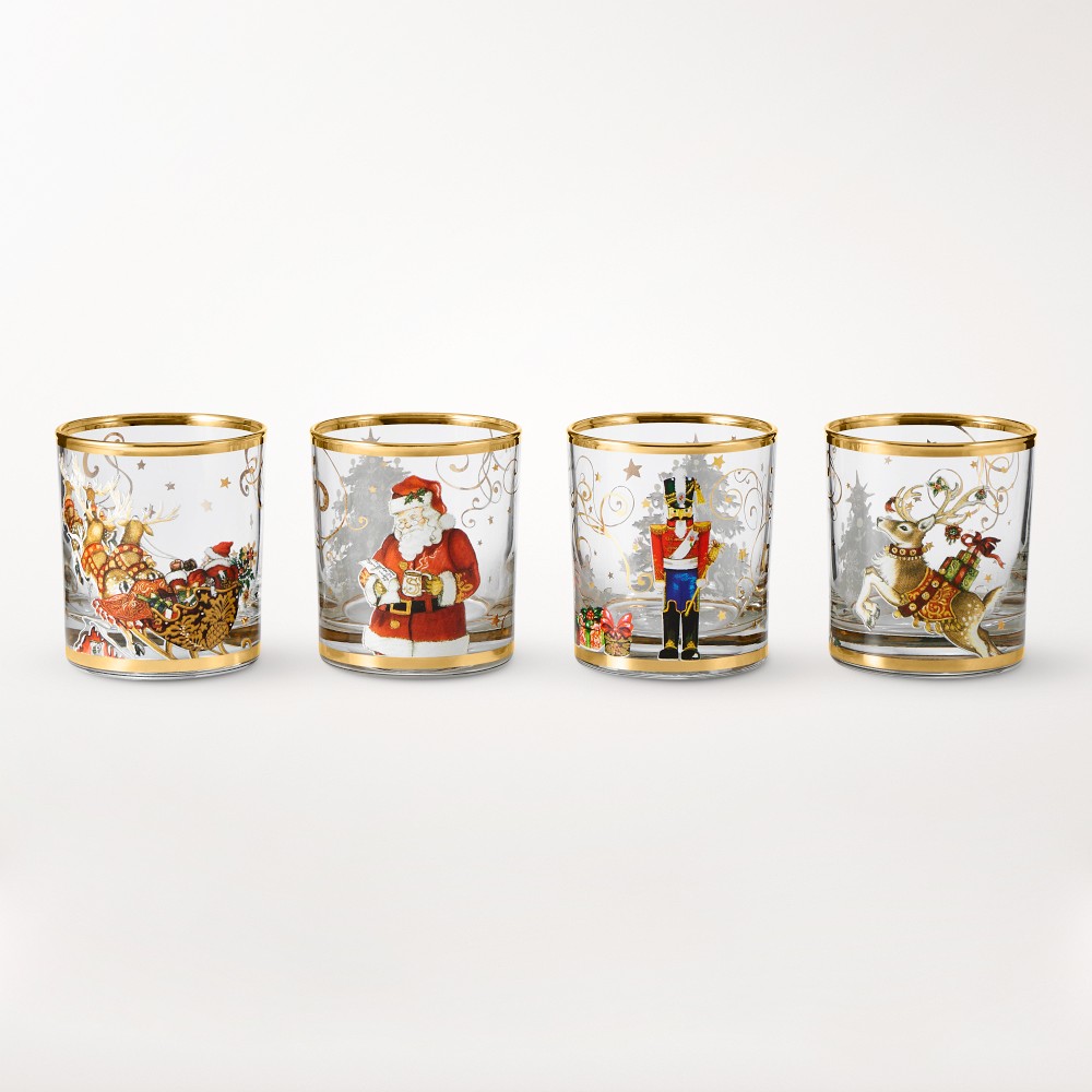 'Twas the Night Before Christmas Double Old-Fashioned Glasses, Set of 4, Nutcracker