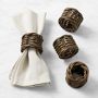 Dark Woven Napkin Rings, Set of 4, Dark Brown