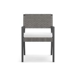 Larnaca Metal AWW Dining Arm Chair Cushion, Sunbrella Performance Canvas, White