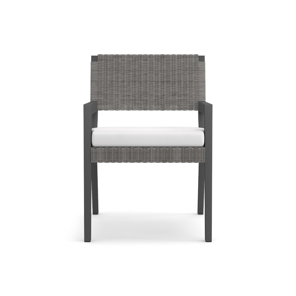 Larnaca Metal AWW Dining Arm Chair Cushion, Sunbrella Performance Canvas, White