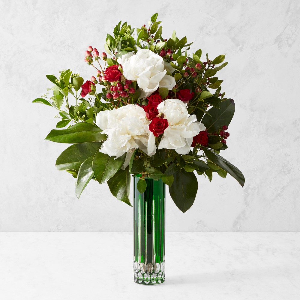Williams Sonoma Wilshire Jewel Cut Glass Vase, Green