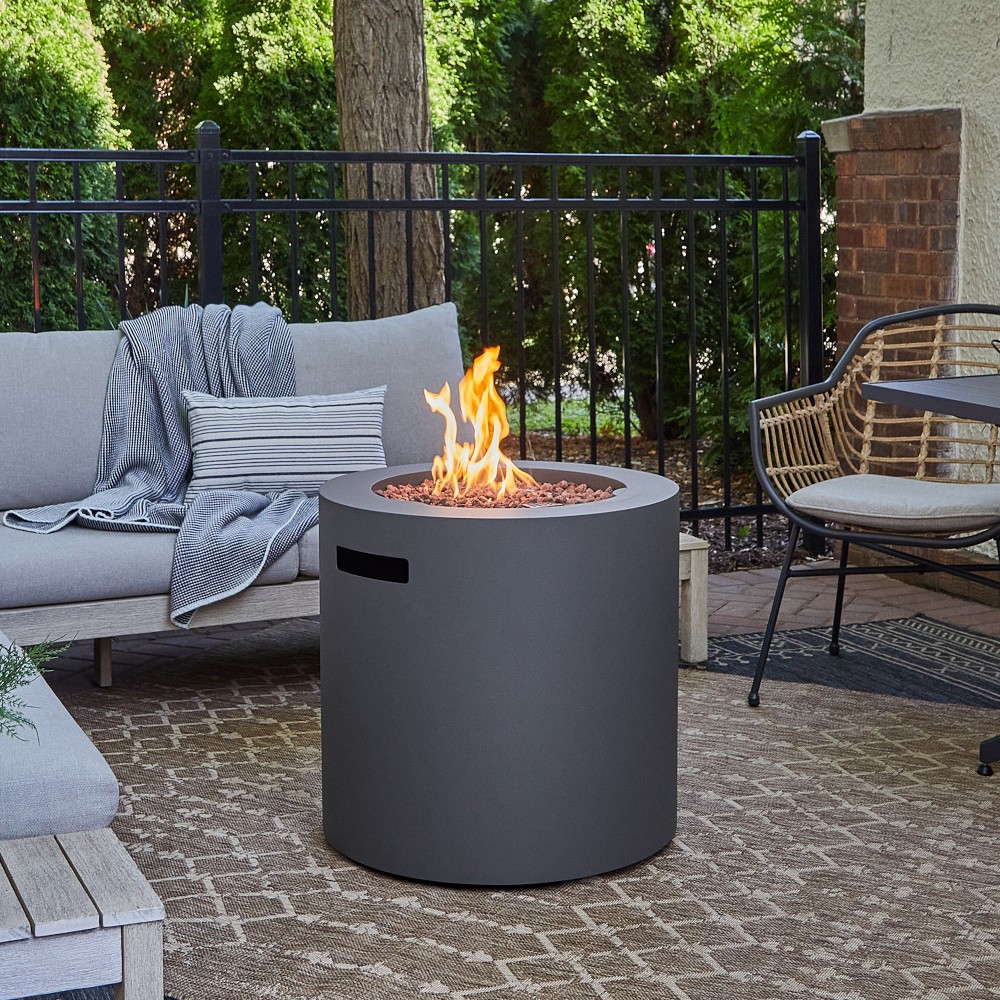 Cardona Small Round Fire Table, Weathered Slate, 24"