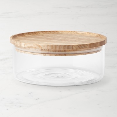 Hold Everything Stackable Glass Canister, Small, Ashwood