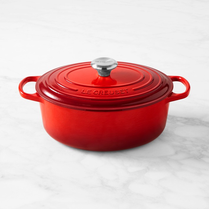 Le Creuset Signature Enameled Cast Iron Oval Dutch Oven, 5-Quart (Color: Cerise Red)